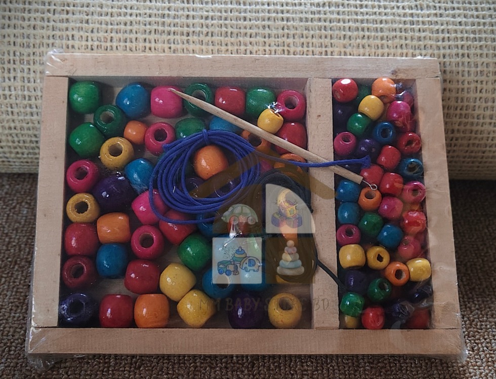 Wooden Colorful Bead Lacing Toy