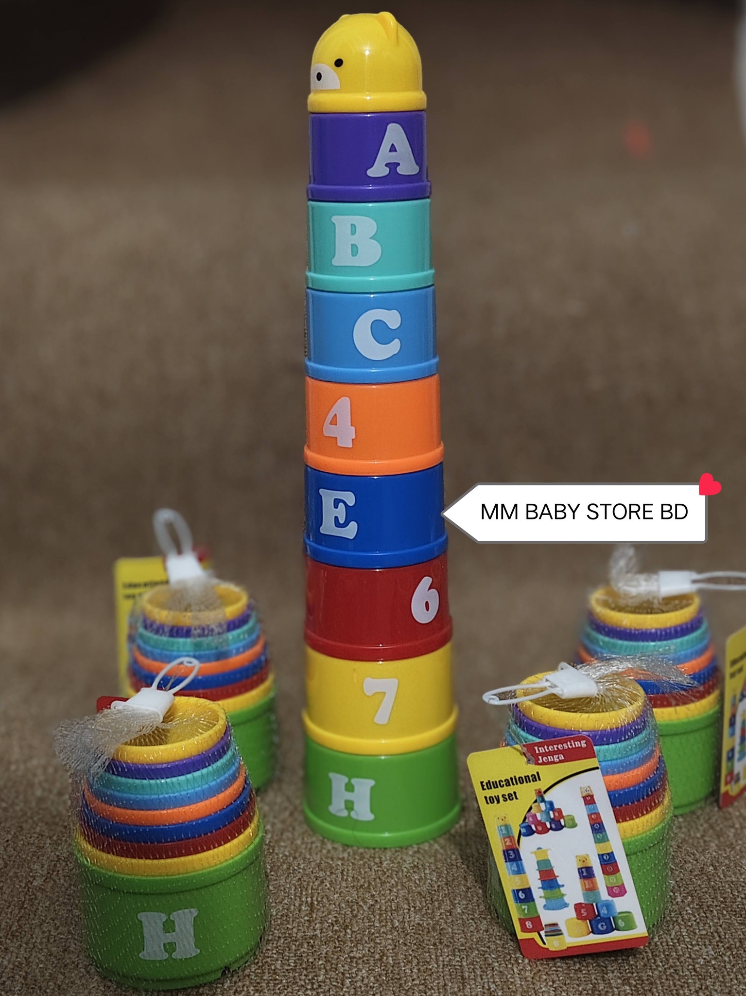 Montessori Wooden Colorful Geometric Stacking & Sorting Blocks