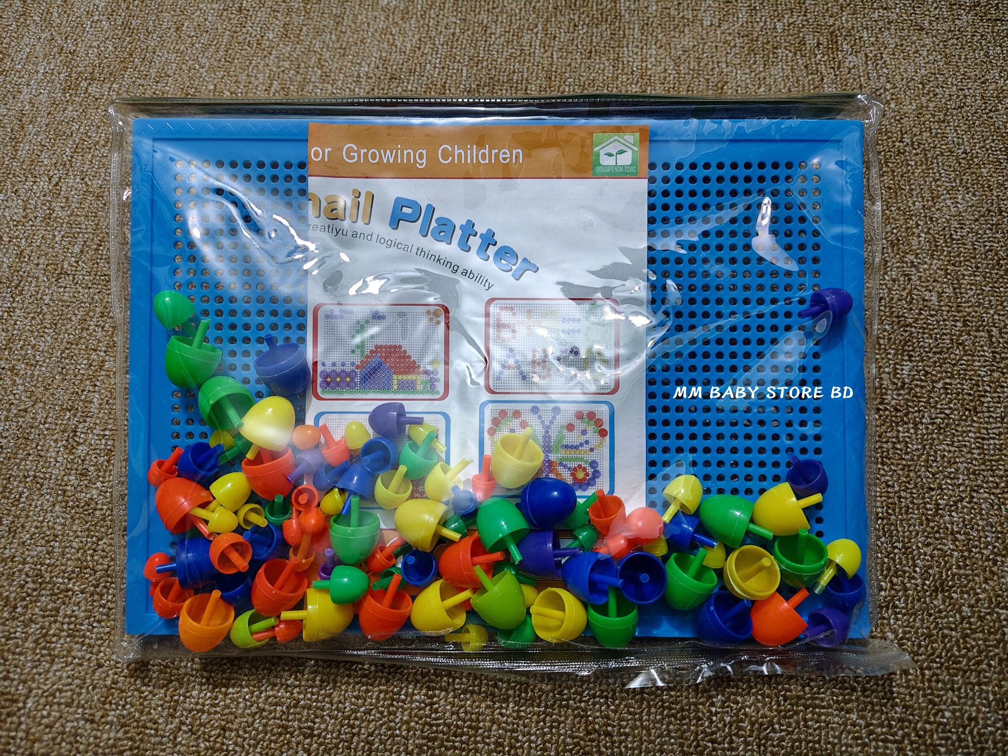 Colorful Mushroom Nail Pegboard Puzzle Set