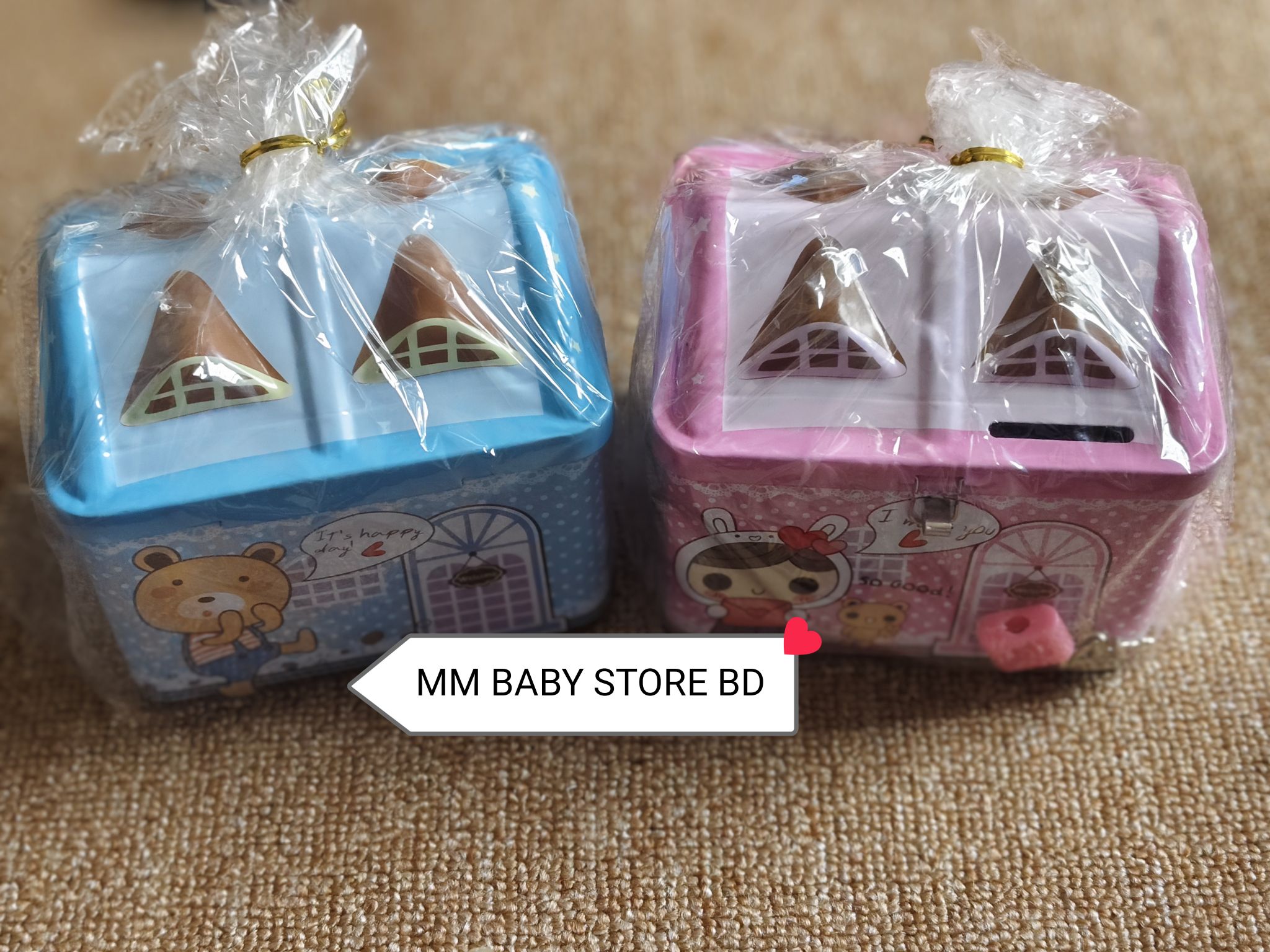 House Shape Metal Piggy Bank/Money Saving Box Set