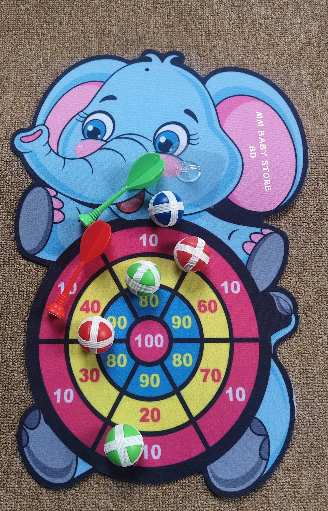 Cute Elephant Dart Board Set with Sticky Balls