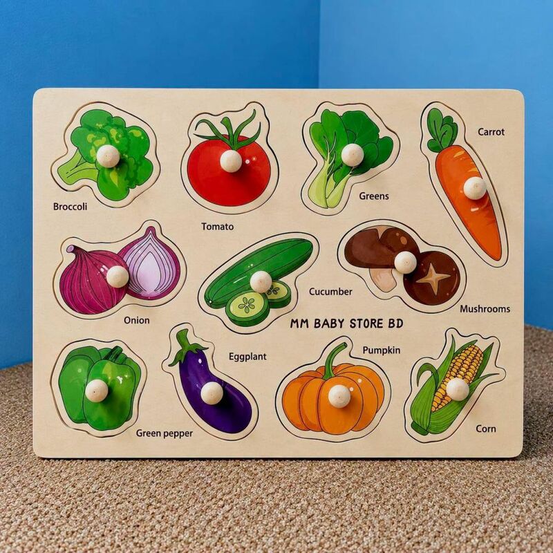 Wooden Vegetables Knob Puzzle Board